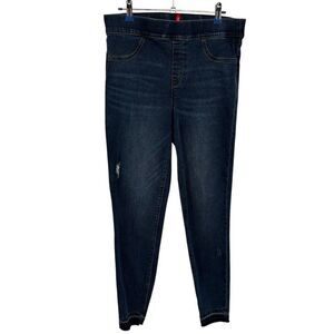 Spanx Denim Distressed Raw Edge Hem Skinny Jeans Size Large